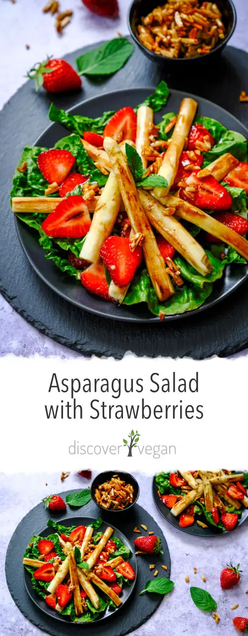 Asparagus-Strawberry Salad with roasted Asparagus, Fresh Strawberries, Lettuce and Caramelized Almonds