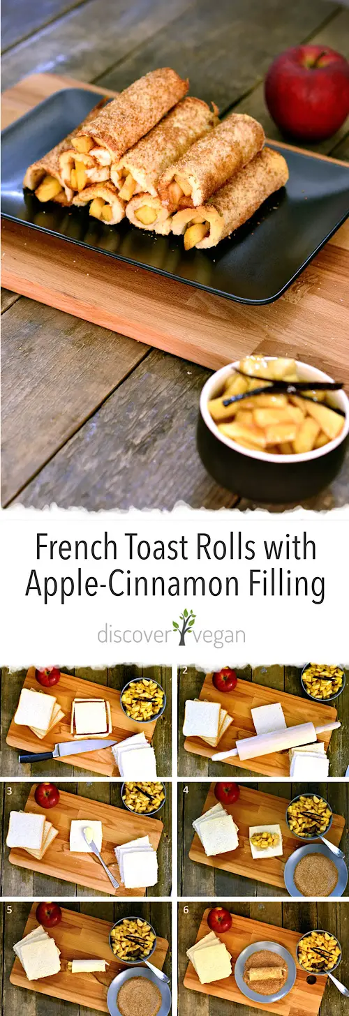 Vegan French Toast Rolls with Apple Cinnamon Filling