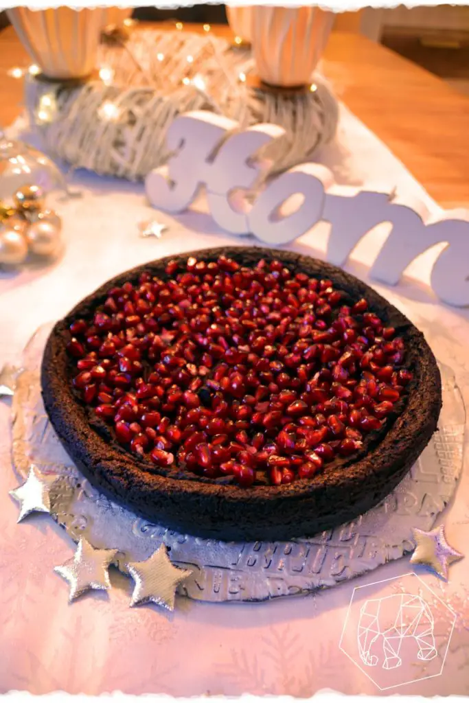 Chocolate cake with pomegranate