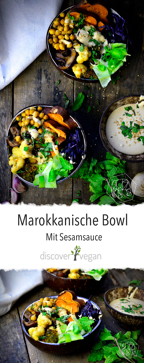 Marokkanische Bowl mit Sesamsauce