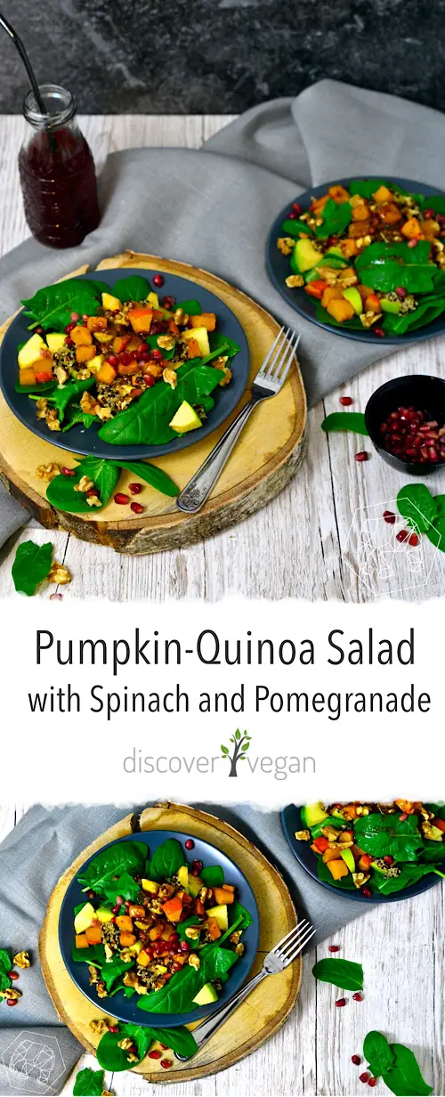 Pumpkin Quinoa Salad with Spinach and Pomegranate
