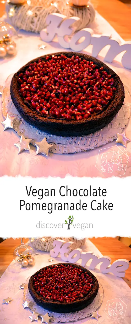 Vegan Chocolate Cake with Pomegranade Seeds on Top 
