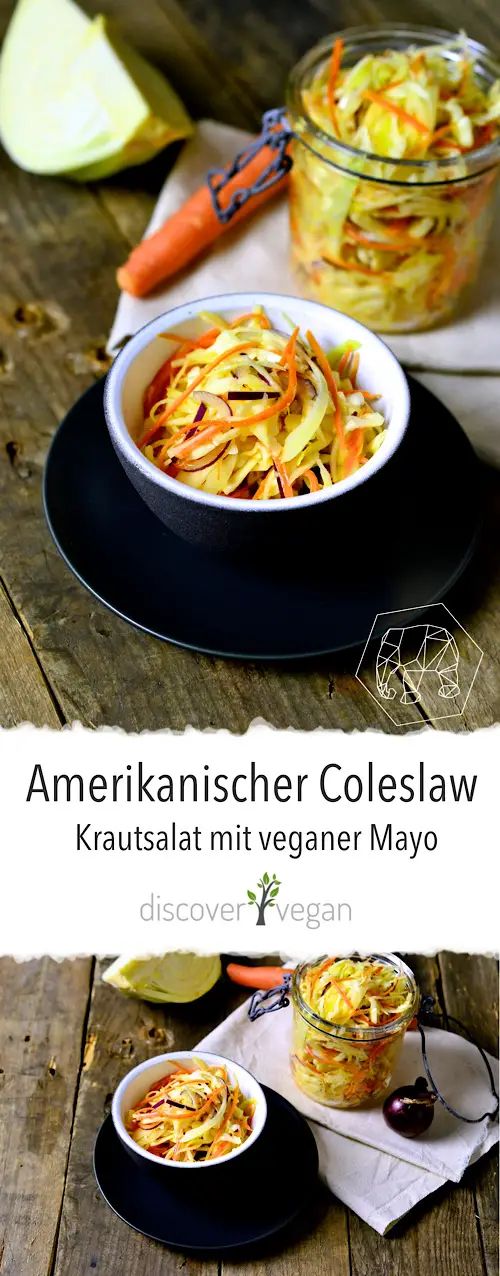 Amerikanischer Coleslaw - Krautsalat mit veganer selbstgemachter Mayo