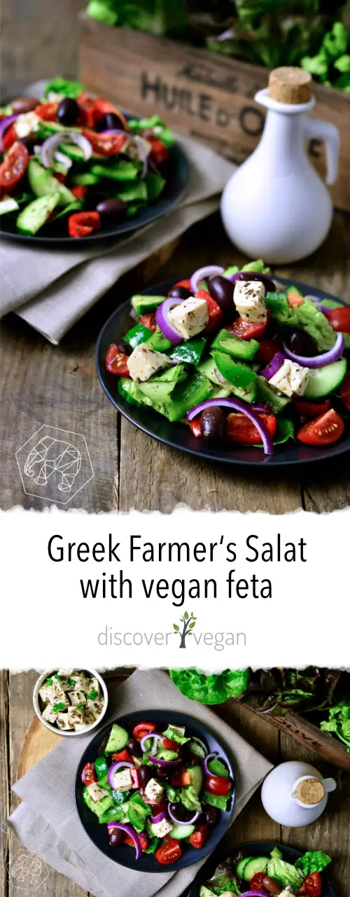 Greek Farmer‘s Salat with Vegan Feta Made of Tofu