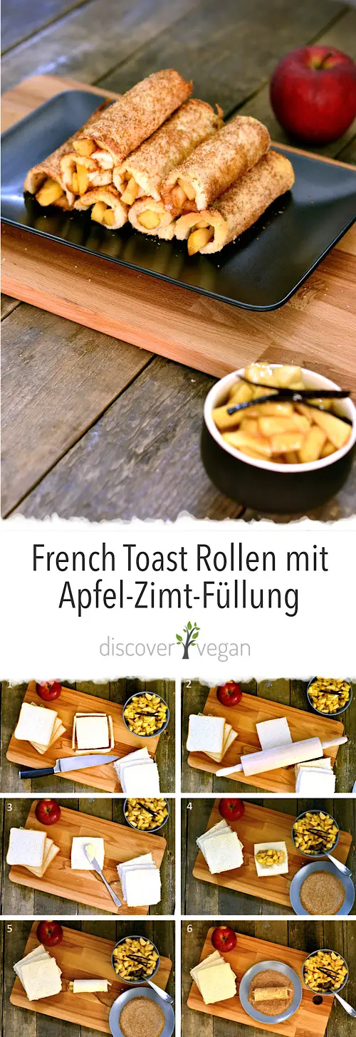 Vegane French Toast Rollen mit Apfel-Zimt-Füllung 