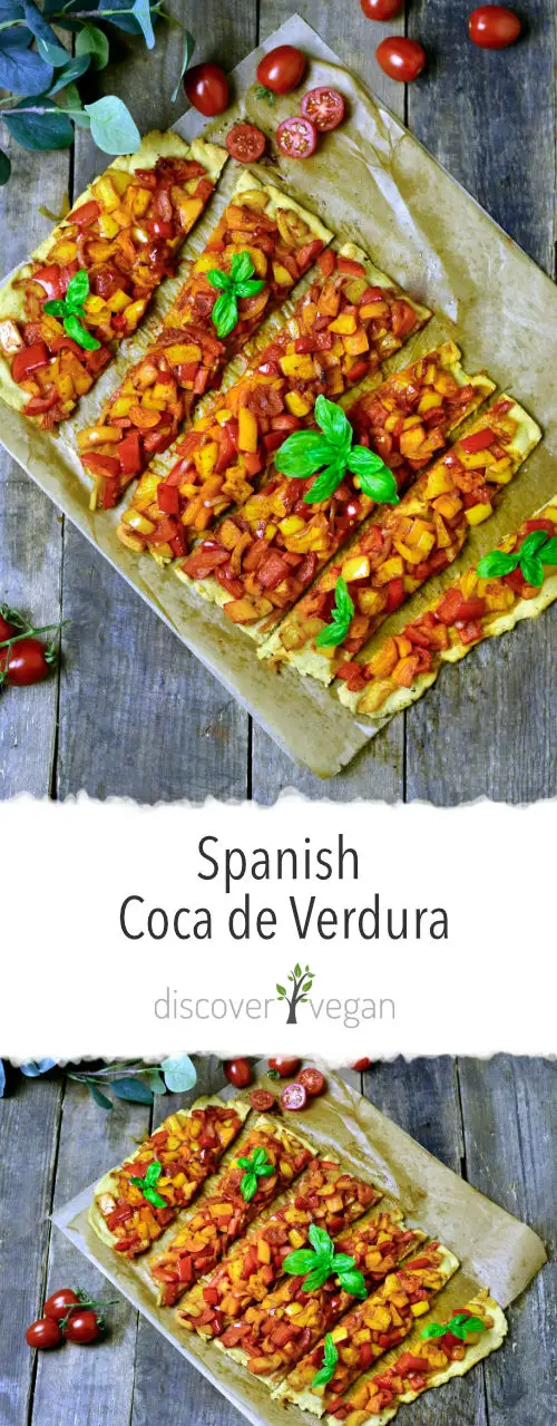 Spanish Coca de Verdura - Spanish Pizza with Bell Peppers 